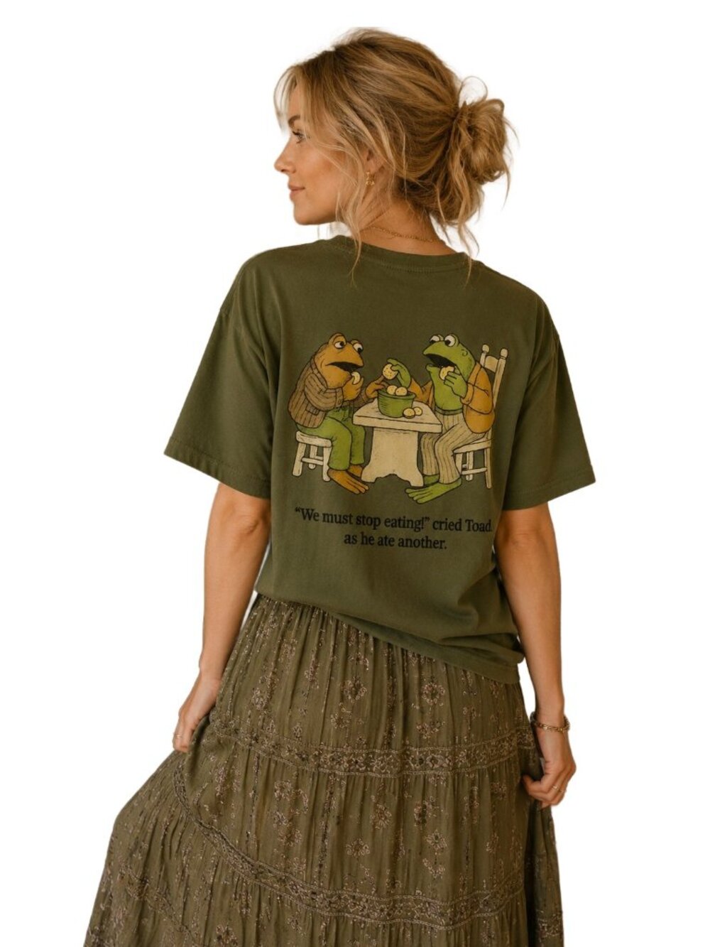 FROG & TOAD Vintage Style Graphic Storybook Olive Green Unisex T-Shirt Sz L NWT